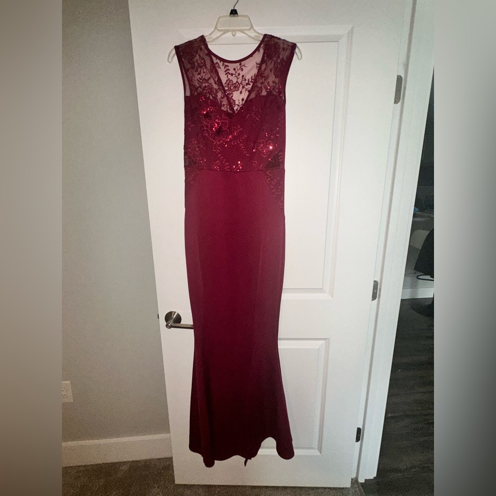 Lipsy London Burgundy Lace Dress